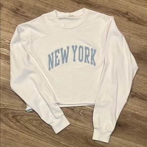 John Galt White Graphic Crop Hoodie